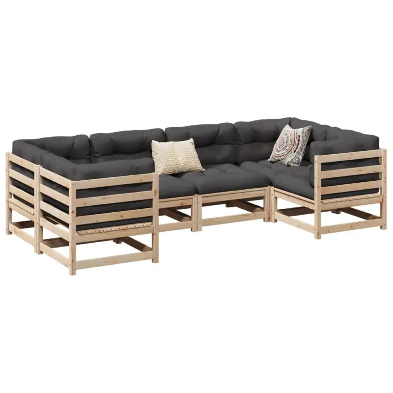 Modulair loungeset van massief grenenhout voor een comfortabele zitervaring - Natuurlijk grenenhout / Nee - Tuinsets