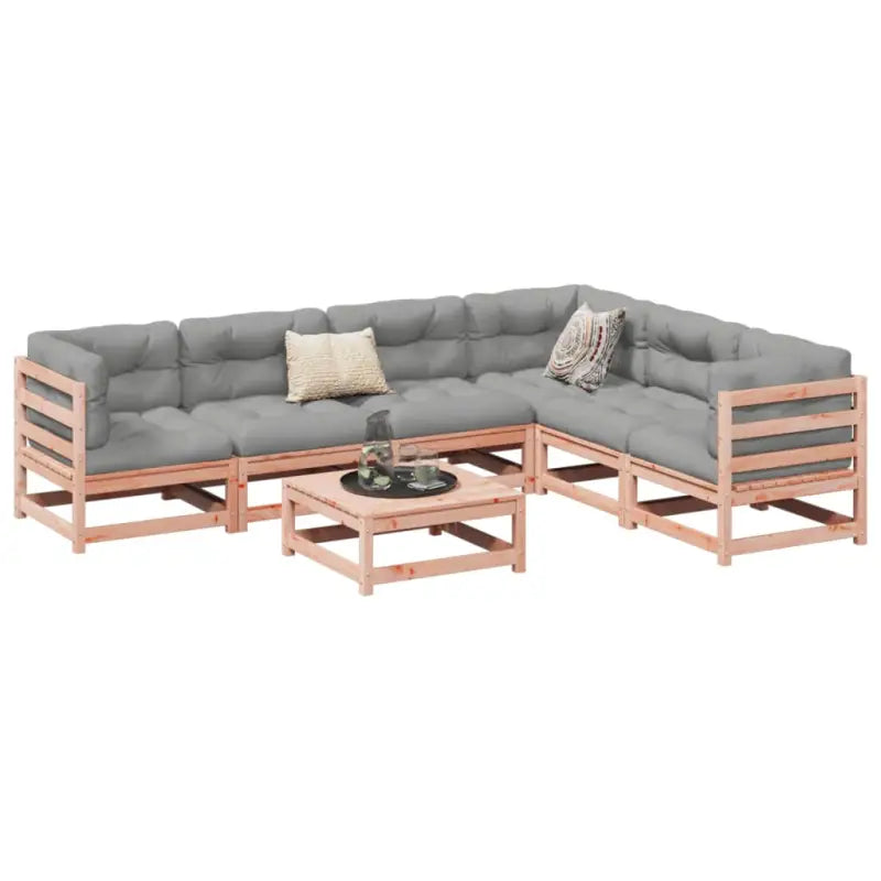 Modulair loungeset van massief grenenhout voor een comfortabele zitervaring - Natuurlijk douglashout / zonder kussen
