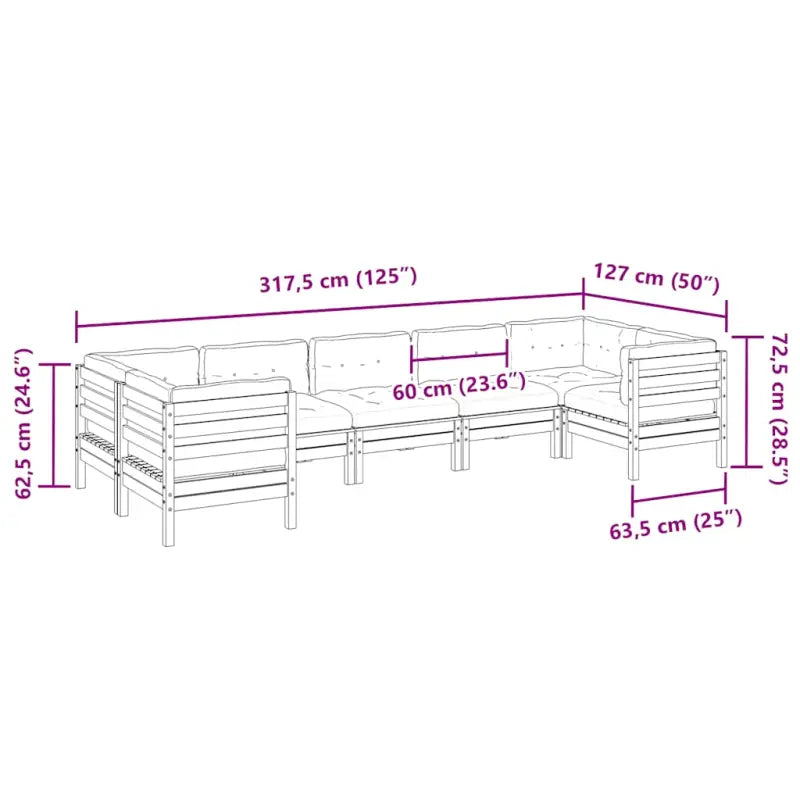 Modulair loungeset van massief grenenhout voor een comfortabele zitervaring - Tuinsets