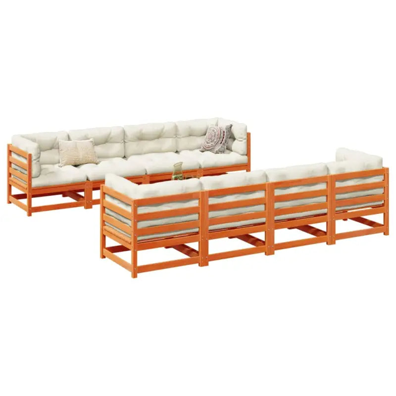 Modulair loungeset van massief grenenhout voor ultieme zitervaring - Wasbruin / Ja - Tuinsets