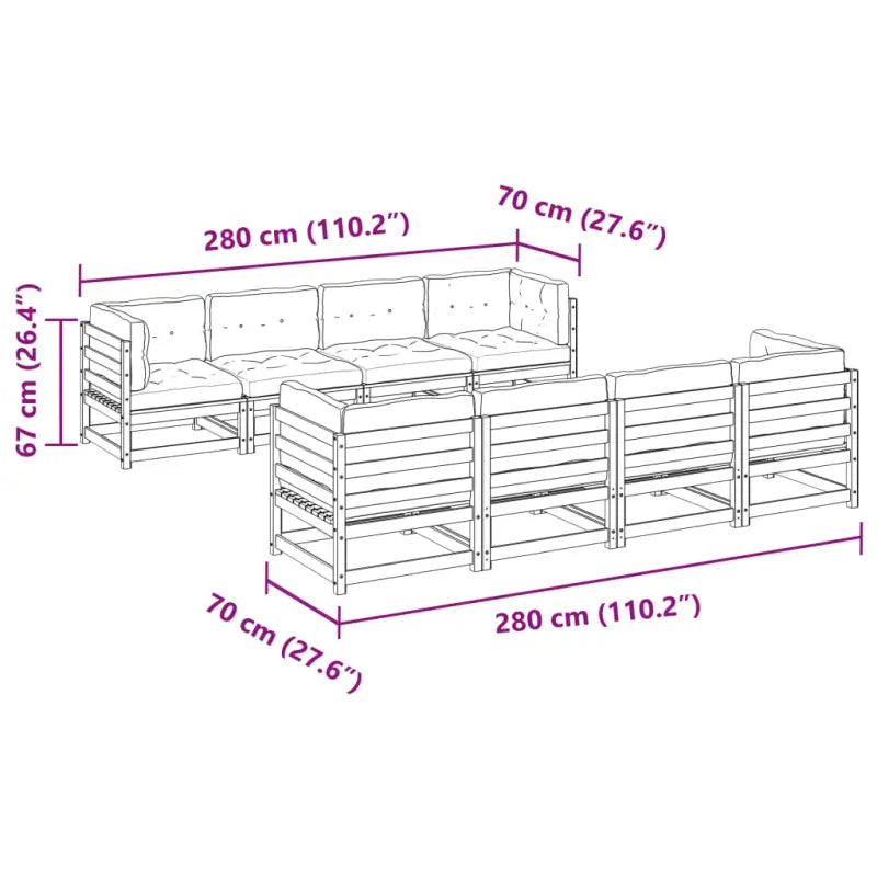 Modulair loungeset van massief grenenhout voor ultieme zitervaring - Tuinsets