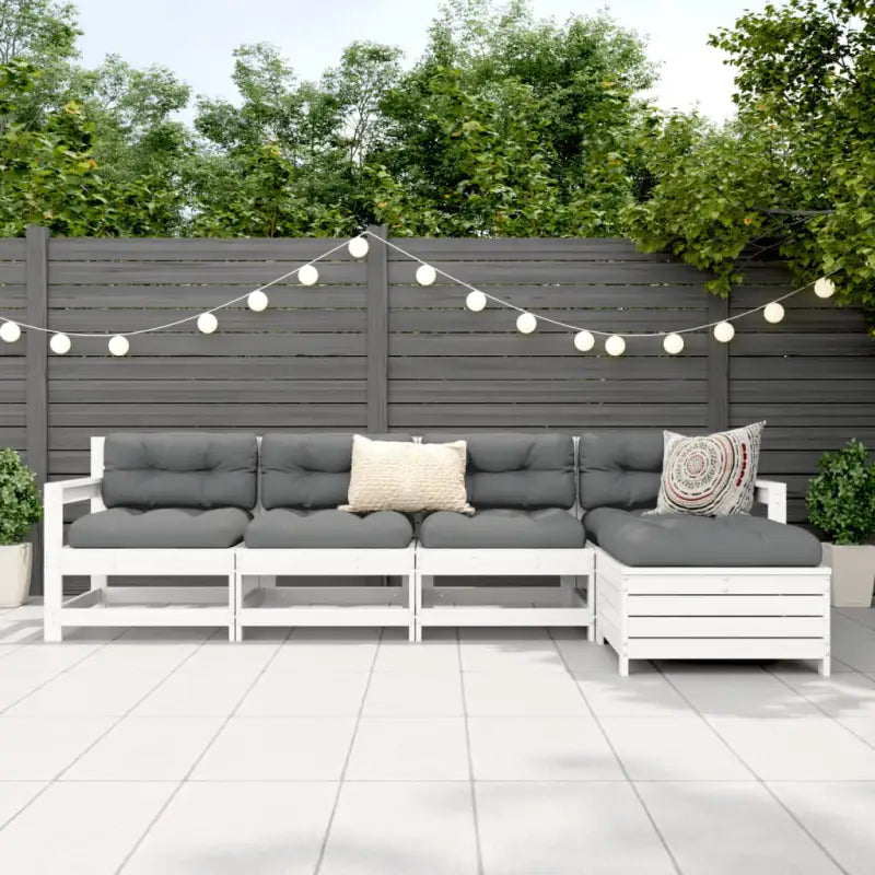 Modulair tuin loungeset van massief grenenhout met gelat ontwerp - Tuinsets