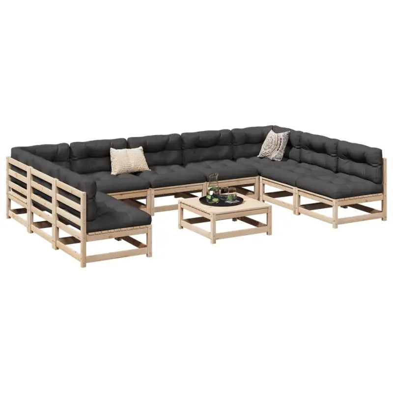 Modulair tuinset van massief grenenhout met comfortabele afmetingen zitting - Natuurlijk grenenhout / zonder kussen