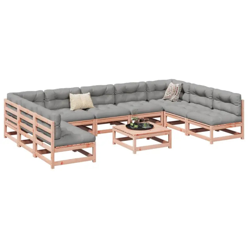 Modulair tuinset van massief grenenhout met comfortabele afmetingen zitting - Natuurlijk douglashout / met kussen