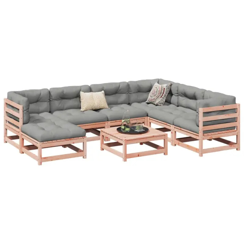 Modulair tuinset van massief grenenhout met hoog rugleuning - Natuurlijk douglashout / met kussen - Tuinsets