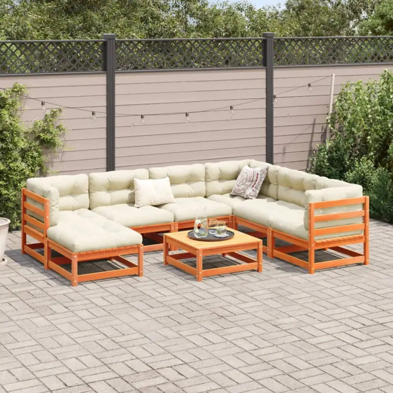 Modulair tuinset van massief grenenhout met hoog rugleuning - Tuinsets