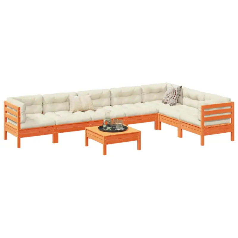 Modulair tuinset van massief grenenhout voor een comfortabele zitervaring - Wasbruin - Tuinsets