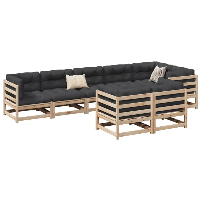 Modulair tuinset van massief grenenhout voor een comfortabele zitervaring - Natuurlijk grenenhout / Ja - Tuinsets