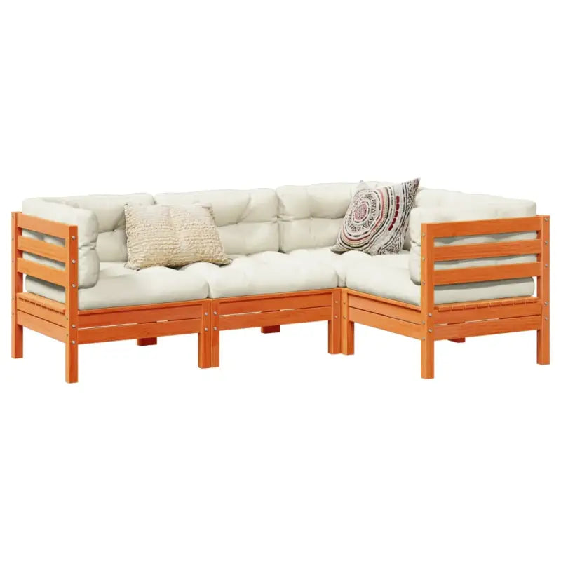 Modulair tuinset van massief grenenhout voor een comfortabele zitervaring - Wasbruin - Tuinsets
