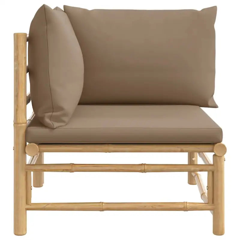 Modulaire bamboe tuinbank met comfortabele afmetingen en rugkussen - Modulaire tuinbanken