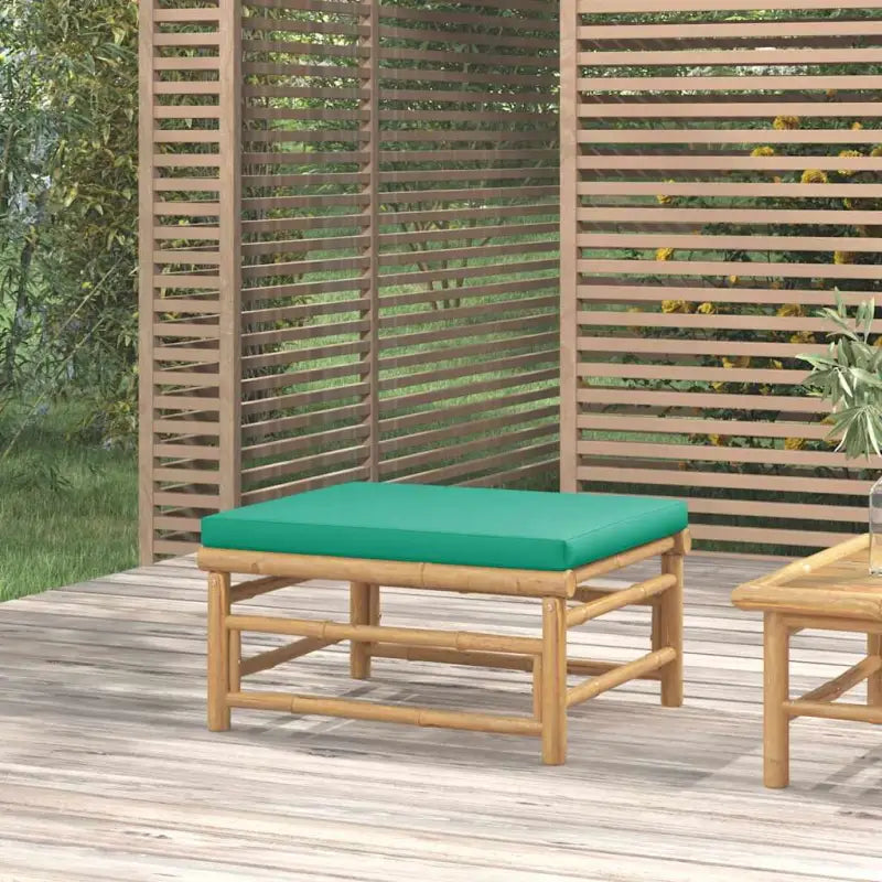 Modulaire bamboe tuinbank met comfortabele afmetingen en rugkussen - Groen / 1 / Voetensteun - Modulaire tuinbanken