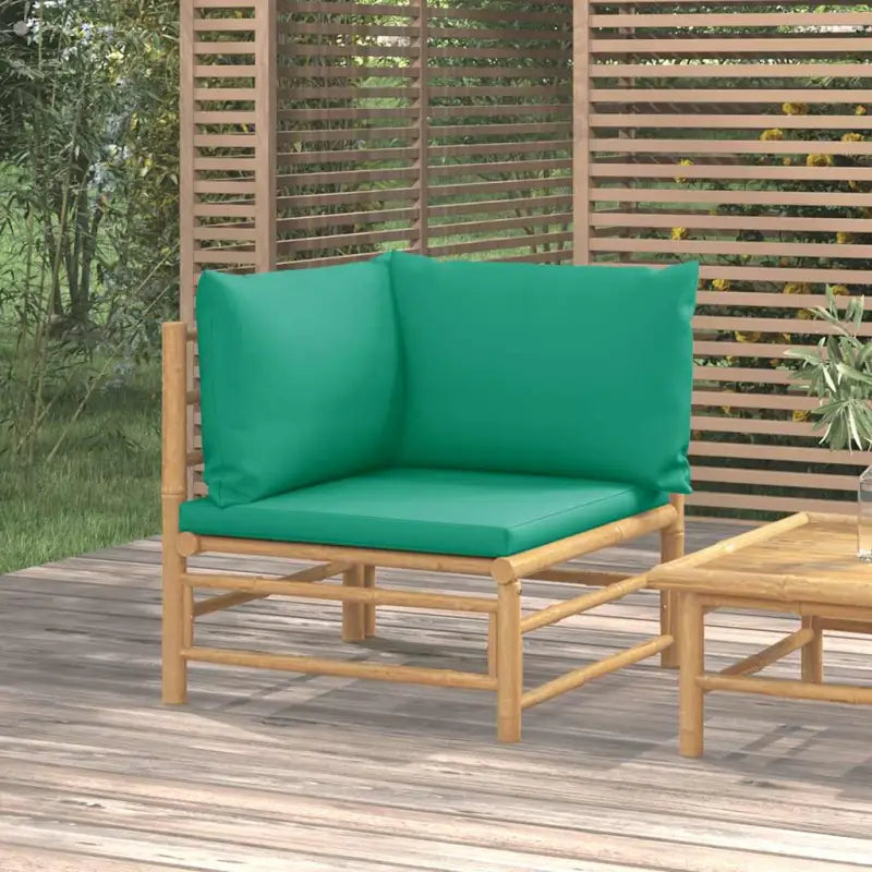 Modulaire bamboe tuinbank met comfortabele afmetingen en rugkussen - Groen / 1 / Hoekbank - Modulaire tuinbanken