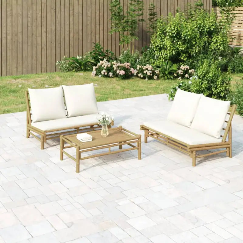 Modulaire Bamboe Tuinstoelen voor een stijlvolle buitenruimte - Crème / 1 / Bank - Modulaire tuinbanken