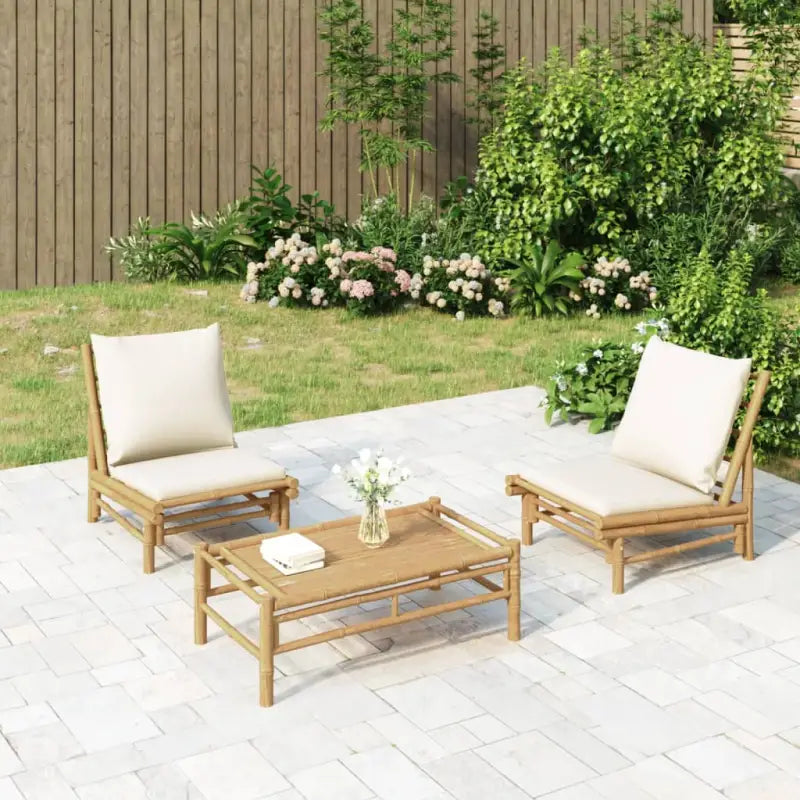 Modulaire Bamboe Tuinstoelen voor een stijlvolle buitenruimte - Crème / 1 / Stoel - Modulaire tuinbanken