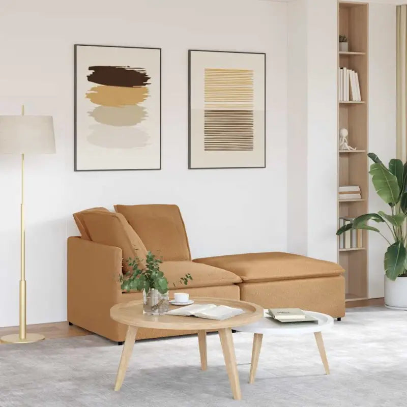 Modulaire Bank in Gekrulde Wolachtige Stof voor Elegante Zitruimtes - Beige - Bankelementen