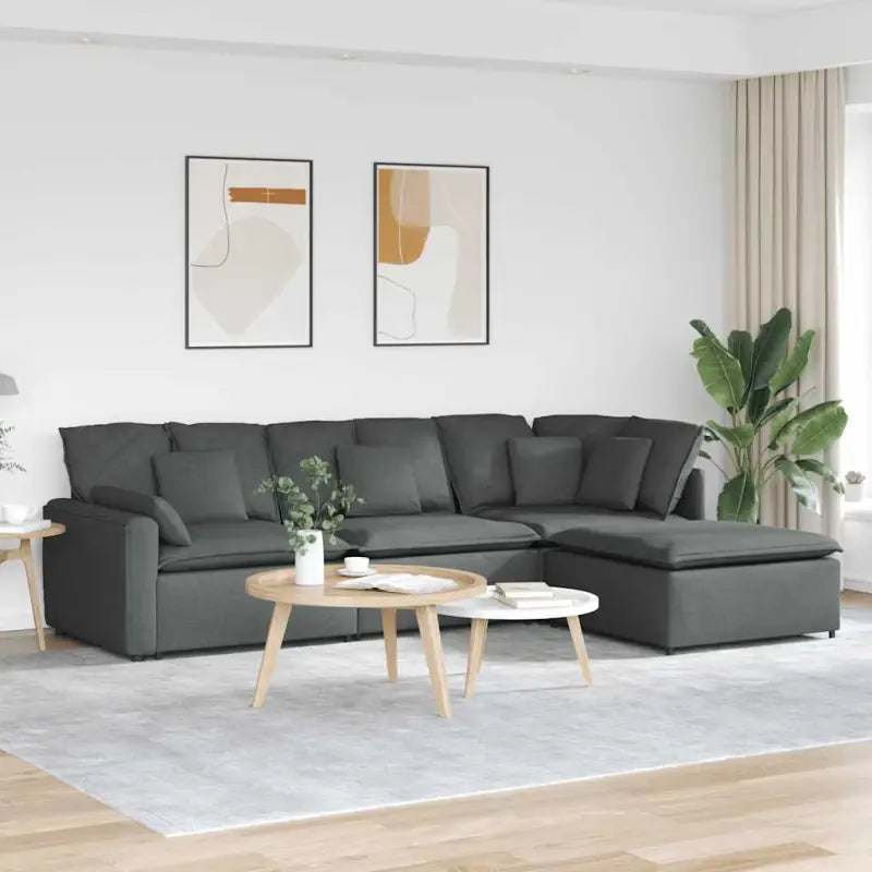 Modulaire bank met elegante afmetingen en comfortabele zitting - Donkergrijs - Bankelementen