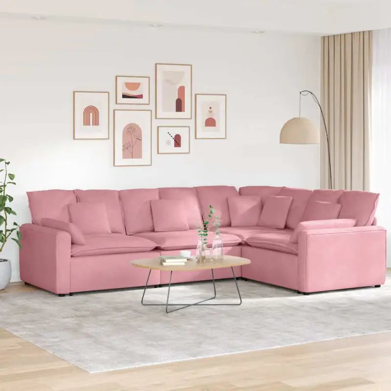 Modulaire bank met elegante design en afmetingen zitting voor elke woonkamer - Roze - Bankelementen