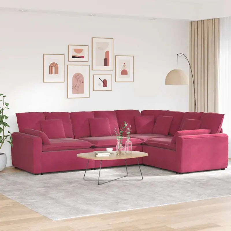 Modulaire bank met elegante design en afmetingen zitting voor elke woonkamer - Wijnrood - Bankelementen