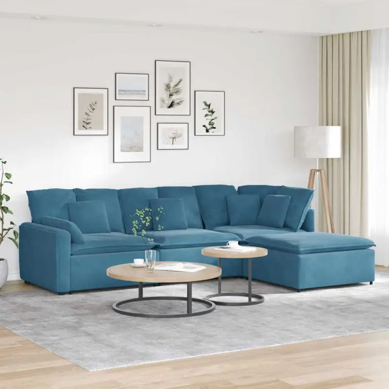 Modulaire bank met elegante design en verstelbare totale afmetingen - Blauw - Bankelementen