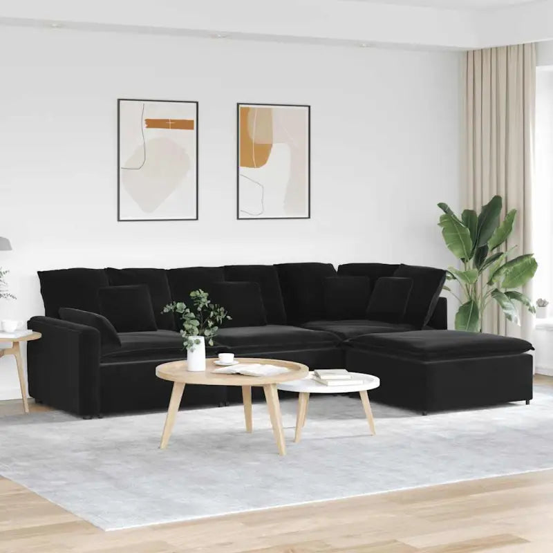 Modulaire bank met elegante design en verstelbare totale afmetingen - Zwart - Bankelementen