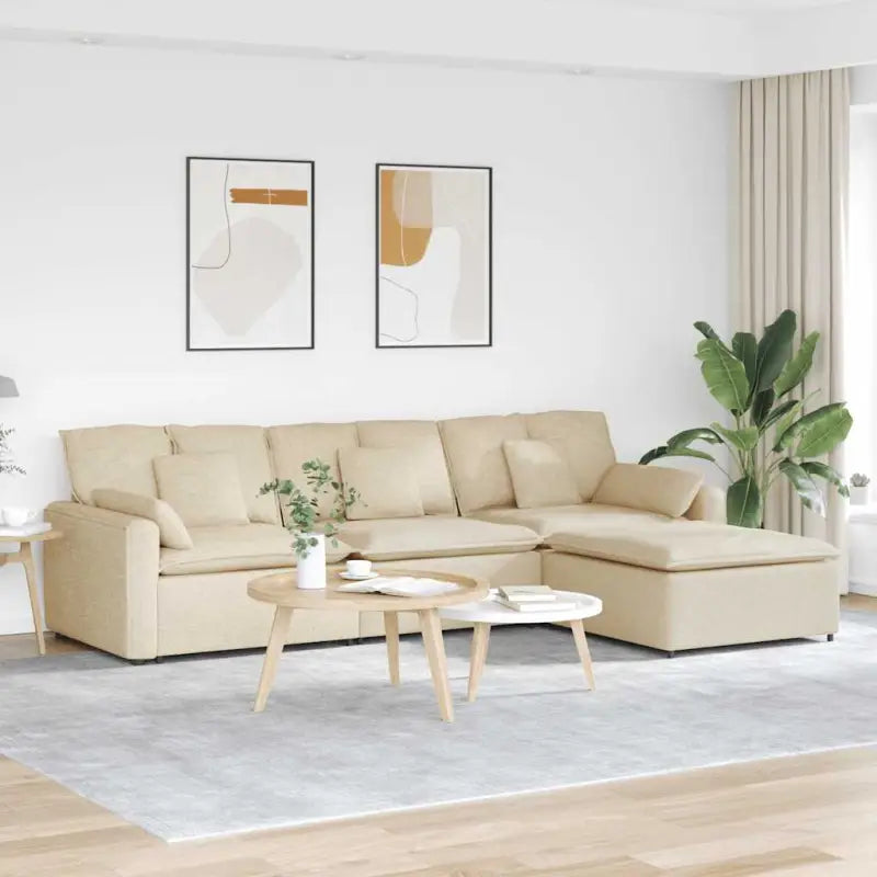 Modulaire bank met elegante ontwerpen en perfecte afmetingen voor jouw leefruimte - Crème - Bankelementen