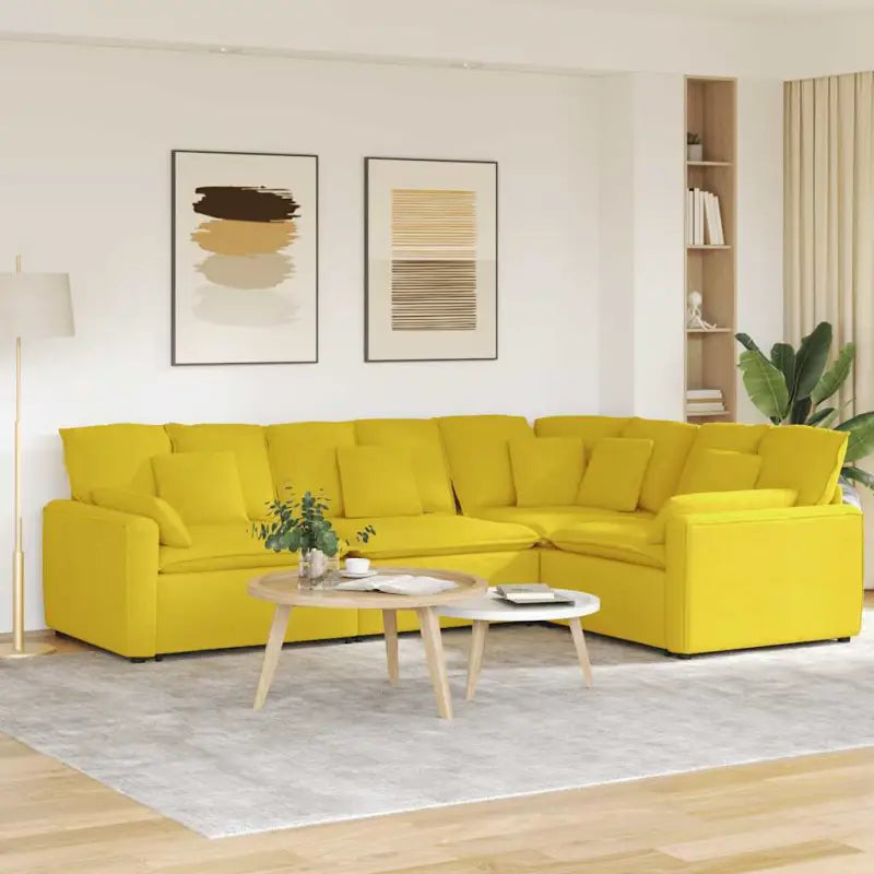Modulaire bank met elegante vormgeving en perfecte afmetingen voor jouw leefruimte - Lichtgeel - Bankelementen