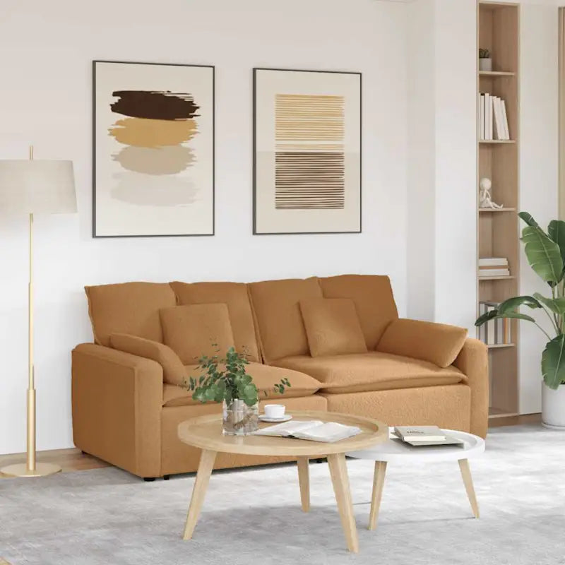 Modulaire bank met gekrulde wolachtige textuur voor dagelijks gebruik - Beige - Bankelementen