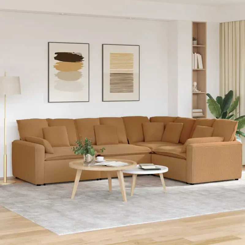 Modulaire bank met gekrulde wolachtige zitting en elegante afmetingen - Beige - Bankelementen