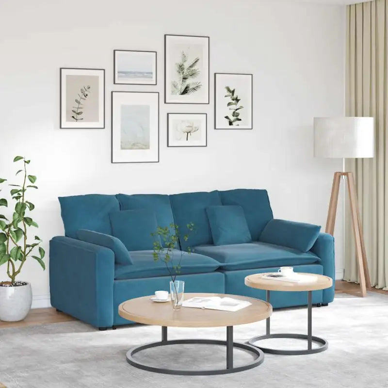Modulaire bank met groot kussen en perfecte totale afmetingen - Blauw - Bankelementen