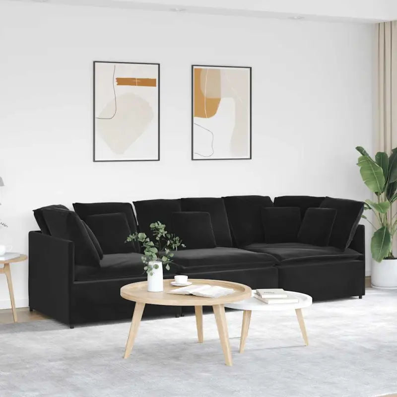 Modulaire bank voor dagelijks gebruik met elegante design en totale afmetingen - Zwart - Banken