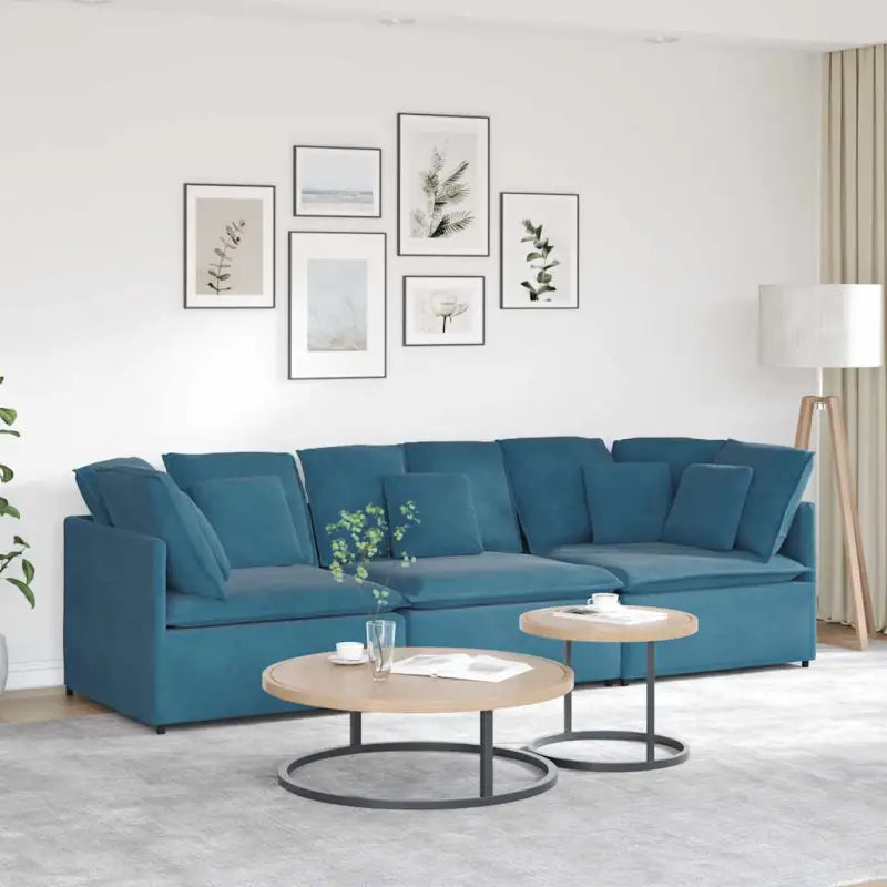 Modulaire bank voor dagelijks gebruik met elegante design en totale afmetingen - Blauw - Banken