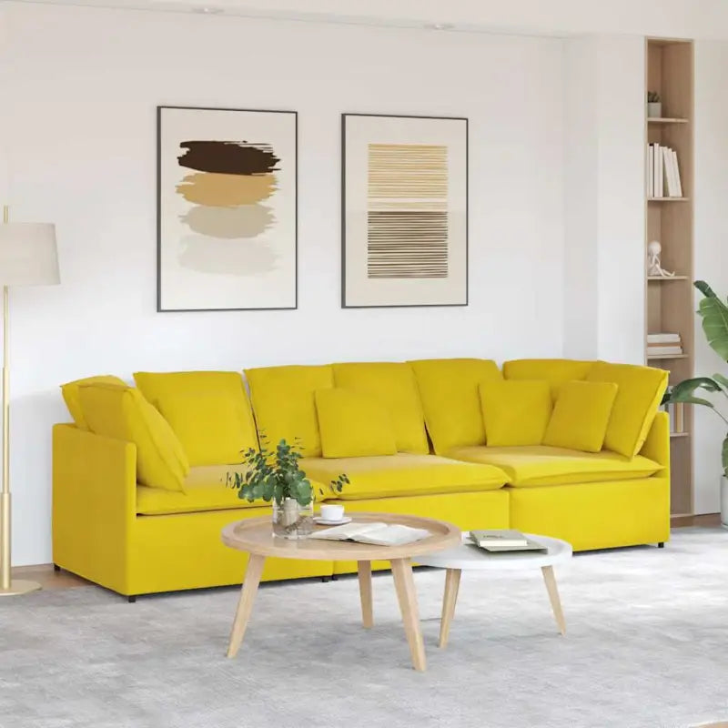 Modulaire bank voor dagelijks gebruik met elegante design en totale afmetingen - Geel - Banken