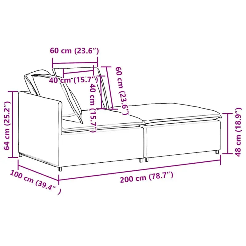 Modulaire bank voor dagelijks gebruik met totale afmetingen en elegant design - Bankelementen