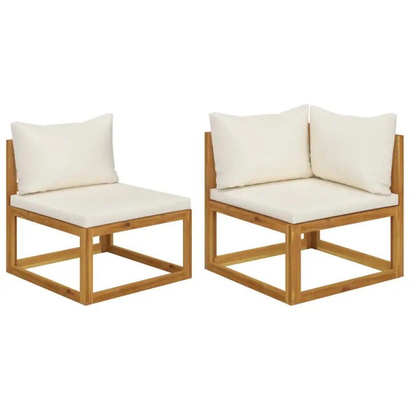 Modulaire houten tuinbank set voor buitengebruik - Crème / 1 / Middenbank + hoekbank - Modulaire tuinbanken
