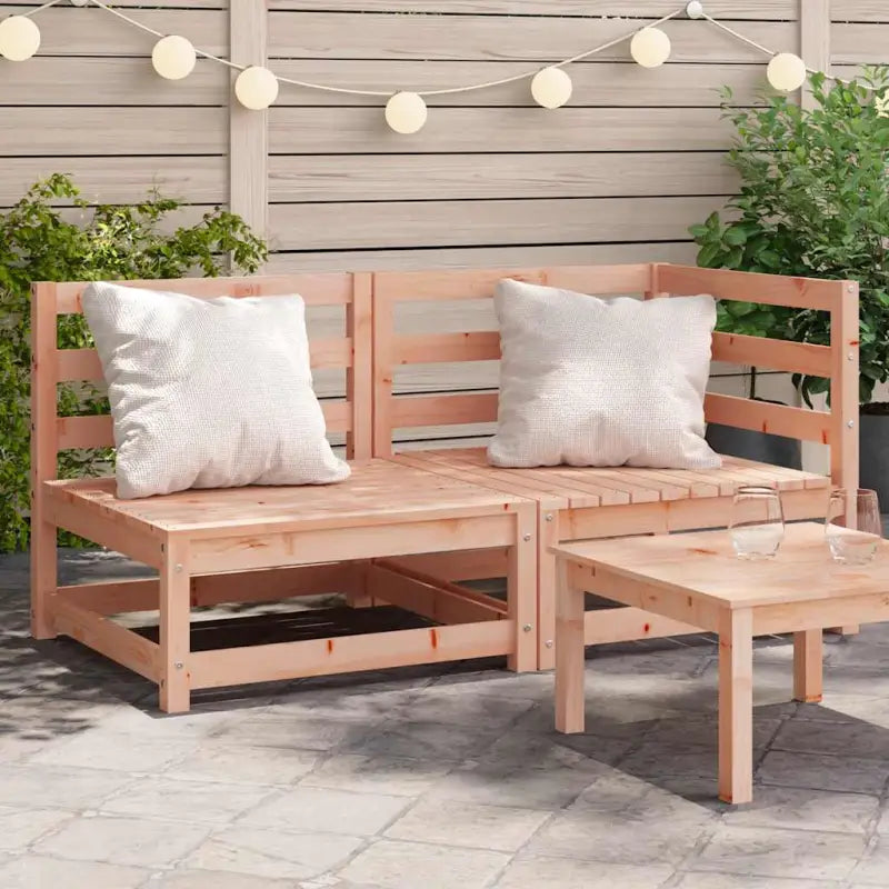 Modulaire houten tuinbank van massief grenenhout voor gezellige tuinen - Natuurlijk douglashout / 1 / hoek + stoel