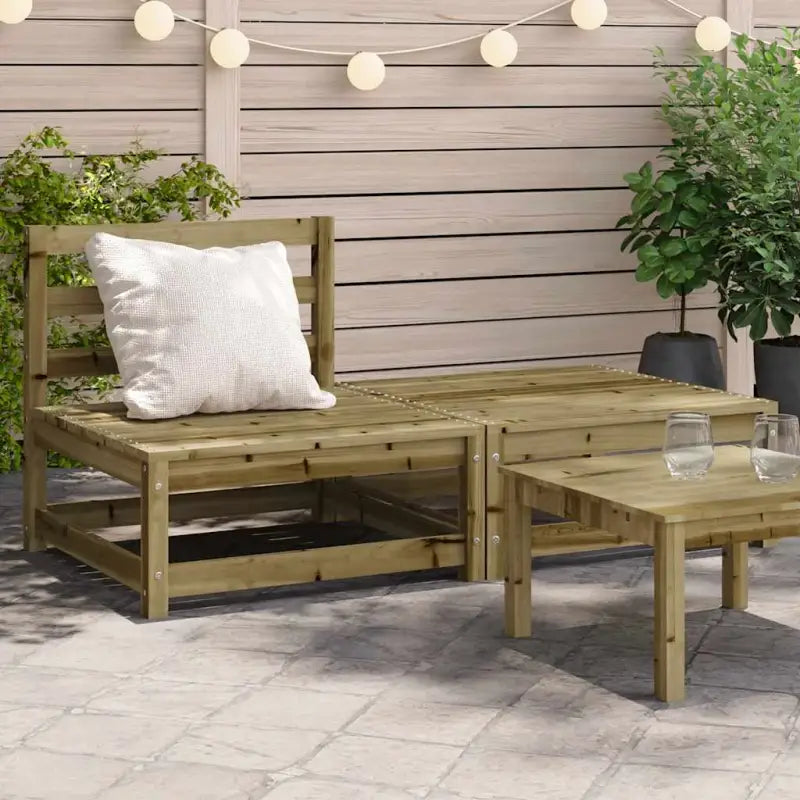 Modulaire houten tuinbank van massief grenenhout voor gezellige tuinen - Naturel geïmpregneerd / 1 / Stoel + voetenbank