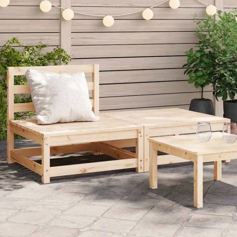 Modulaire houten tuinbank van massief grenenhout voor gezellige tuinen - Natuurlijk grenenhout / 1 / Stoel + voetenbank