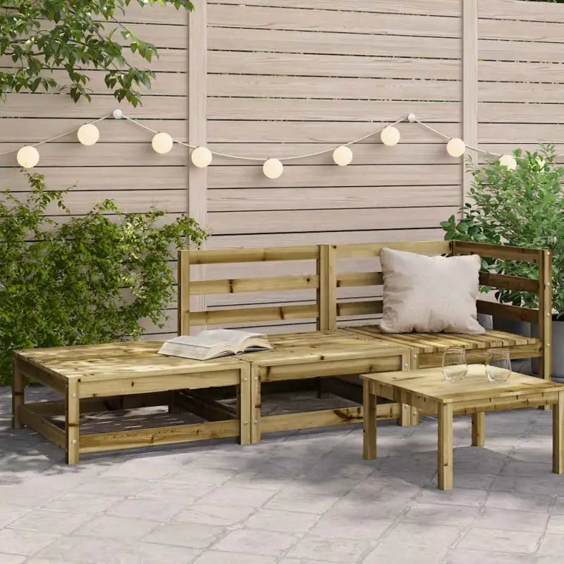Modulaire houten tuinbank van massief grenenhout voor gezellige tuinen - Naturel geïmpregneerd / 1 / hoek + stoel