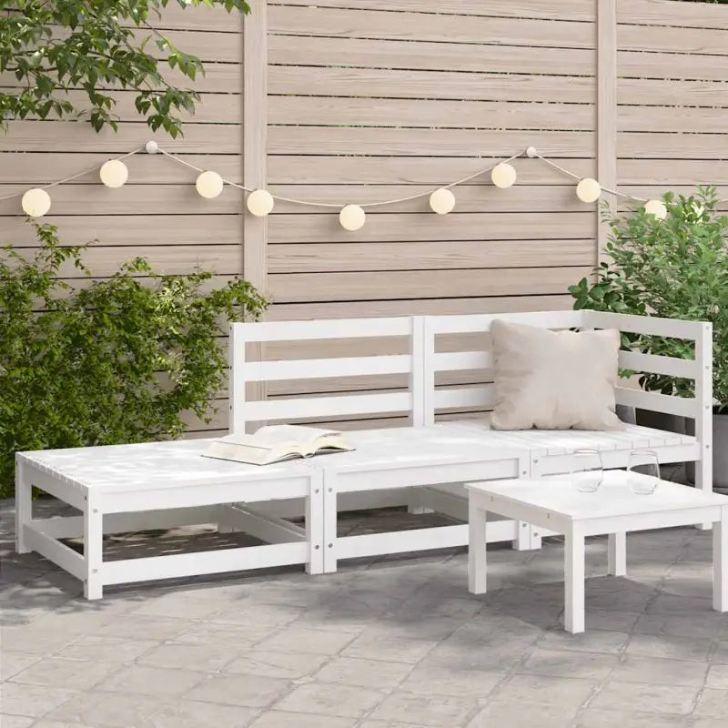 Modulaire houten tuinbank van massief grenenhout voor gezellige tuinen - Wit grenenhout / 1 / hoek + stoel