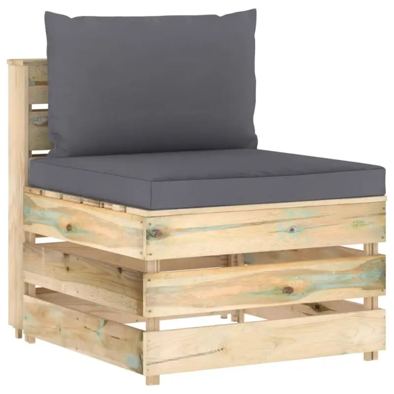 Modulaire houten tuinbank voor ontspannen en samen genieten - Antraciet en bruin / 1 / Middenbank - Modulaire tuinbanken
