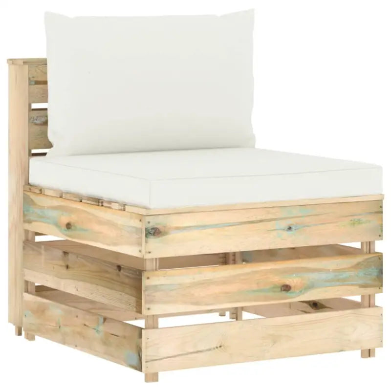 Modulaire houten tuinbank voor ontspannen en samen genieten - Crème en bruin / 1 / Middenbank - Modulaire tuinbanken
