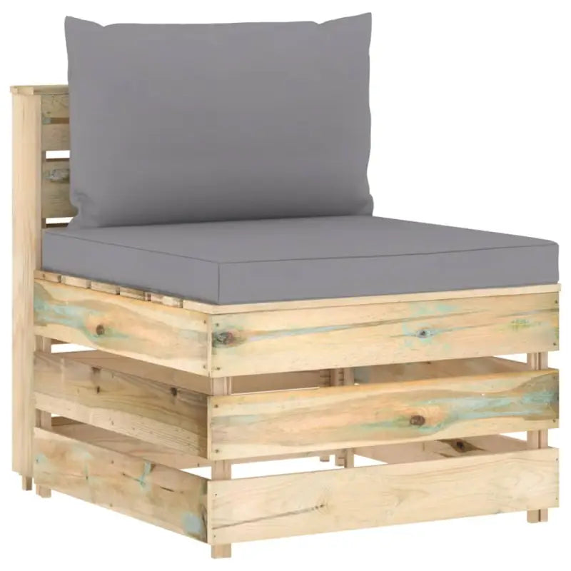 Modulaire houten tuinbank voor ontspannen en samen genieten - Grijs en bruin / 1 / Middenbank - Modulaire tuinbanken
