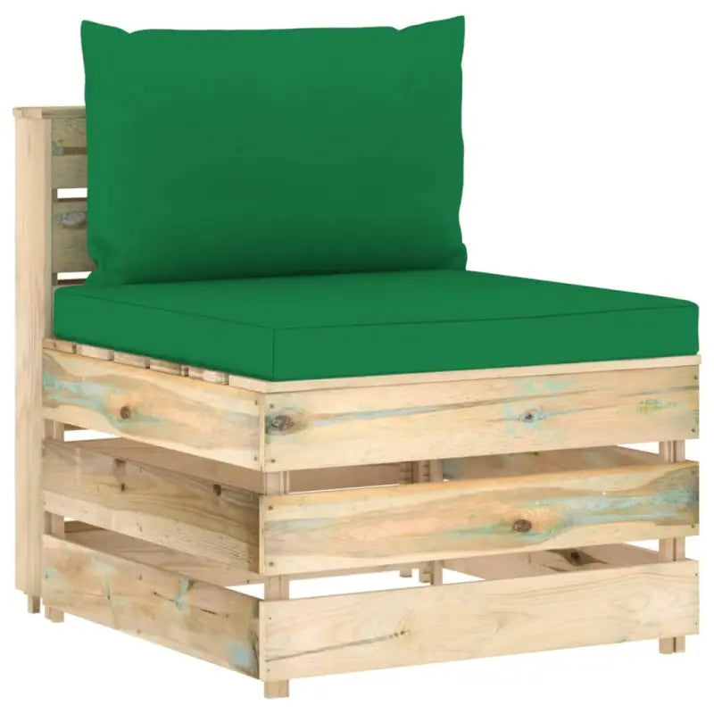 Modulaire houten tuinbank voor ontspannen en samen genieten - Groen en bruin / 1 / Middenbank - Modulaire tuinbanken