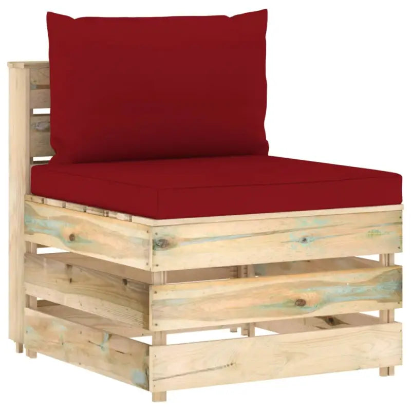 Modulaire houten tuinbank voor ontspannen en samen genieten - Wijnrood en bruin / 1 / Middenbank - Modulaire tuinbanken