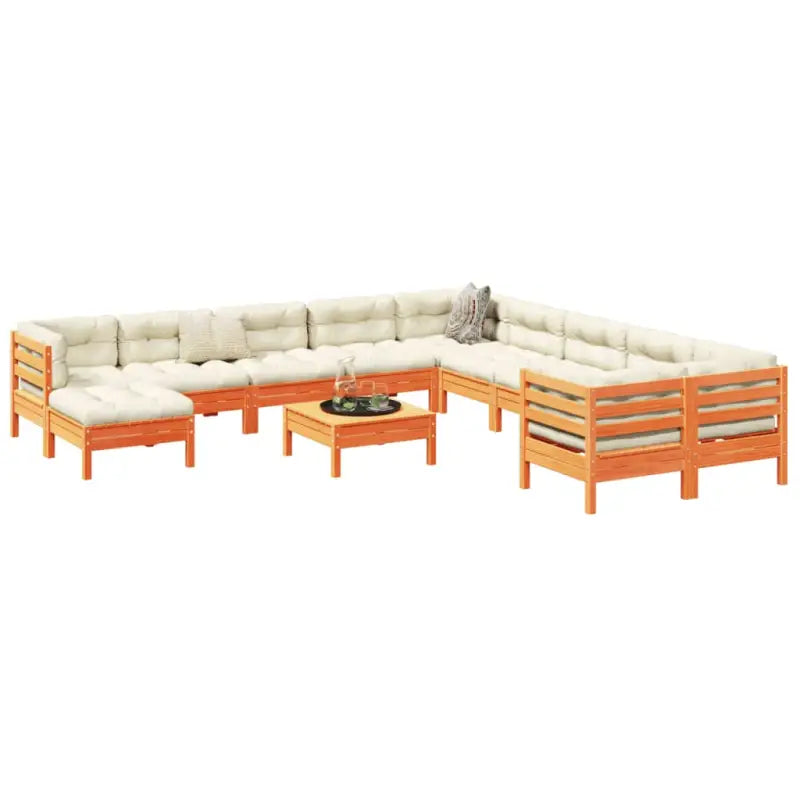 Modulaire loungeset in massief grenenhout voor een comfortabele zitervaring - Wasbruin - Tuinsets