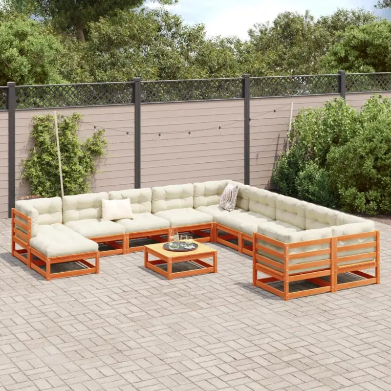 Modulaire loungeset in massief grenenhout voor een comfortabele zitervaring - Tuinsets