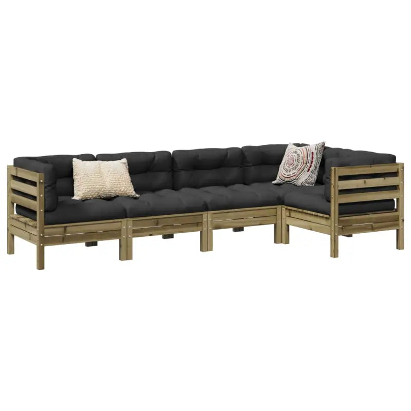 Modulaire loungeset met comfortabele zitervaring en hoogte rugleuning - Naturel geïmpregneerd - Tuinsets