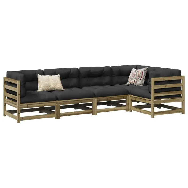 Modulaire loungeset met hoogte rugleuning voor comfortabele zitervaring - Naturel geïmpregneerd / Ja - Tuinsets