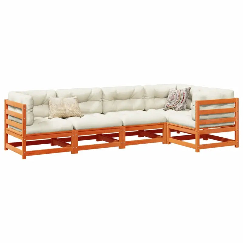 Modulaire loungeset met hoogte rugleuning voor comfortabele zitervaring - Wasbruin / Ja - Tuinsets