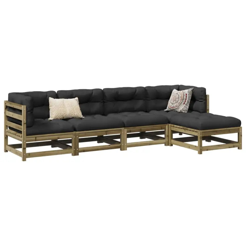 Modulaire loungeset met hoogte rugleuning voor een comfortabele zitervaring - Naturel geïmpregneerd / Ja - Tuinsets